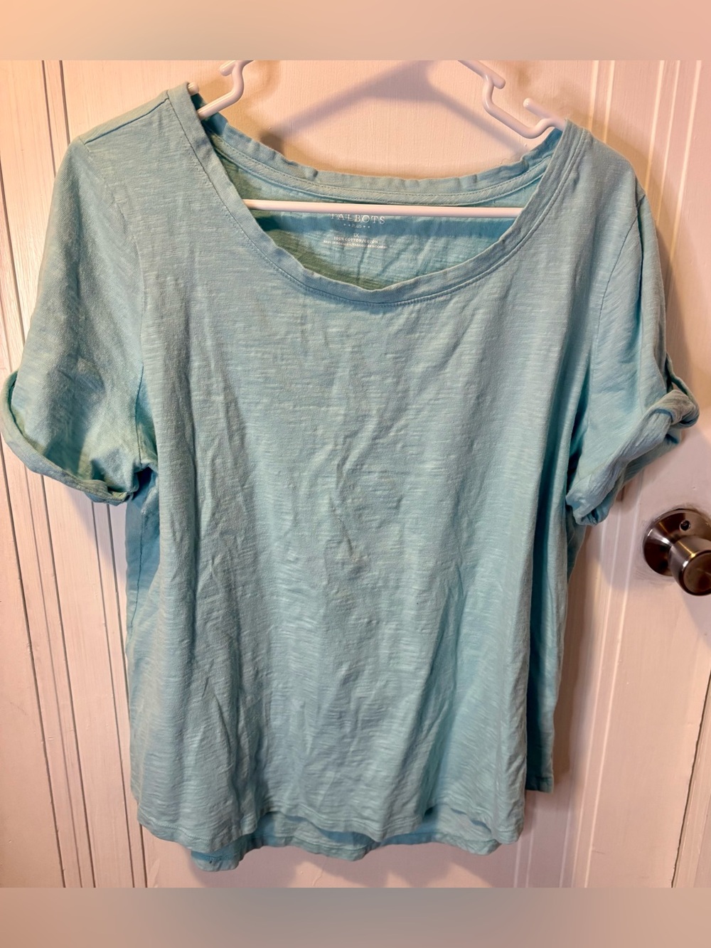 Talbots Aqua Blue Short Sleeve Crewneck Tee